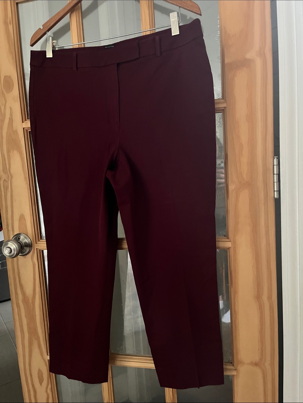 Talbots Burgundy High Waisted Slim Ankle Pant Size 12, Classic Maroon